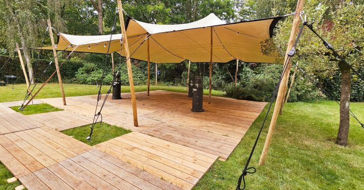stretchtent Goes met vloer en heaters Stretchtent huren Goes 8,5x10